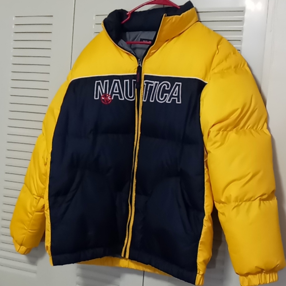 Nautica Jackets \u0026 Coats | Men's Nwot Nautica Puffer Jacket Size M | Color: Blue/Gold | Size: M | Katelinwalke184's Closet